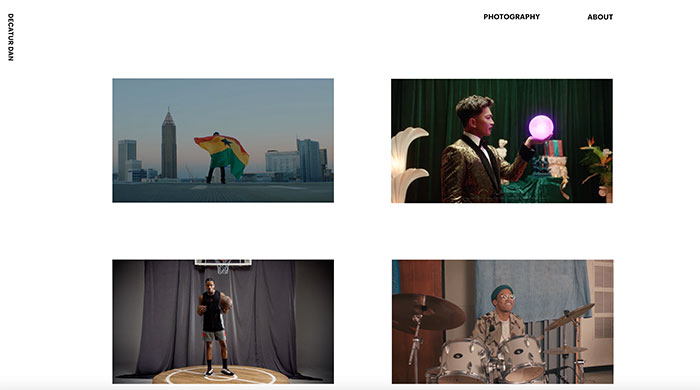 An image showing Dan Decatur's portfolio website, for the Fullframe blog post.