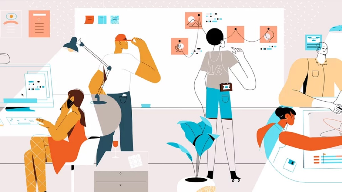 image de personnages en animation travaillant dans un bureau comme exemple de vidéo explicative produite par Fullframe Creative.